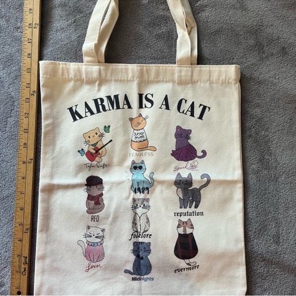 Taylor Swift Handbags - Karma Tote Bag Taylor Swift Swiftie Karma is a Cat Eras Tour Gift